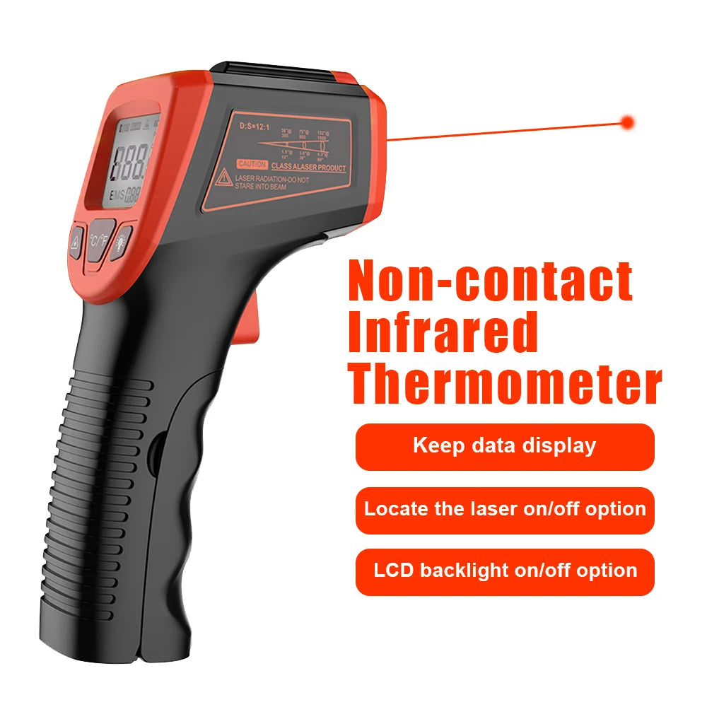 LCD Industrial Electronic Thermometer Noncontact -50~600°C Digital Laser Temperature Meter Gun Laser Point Infrared Thermometer