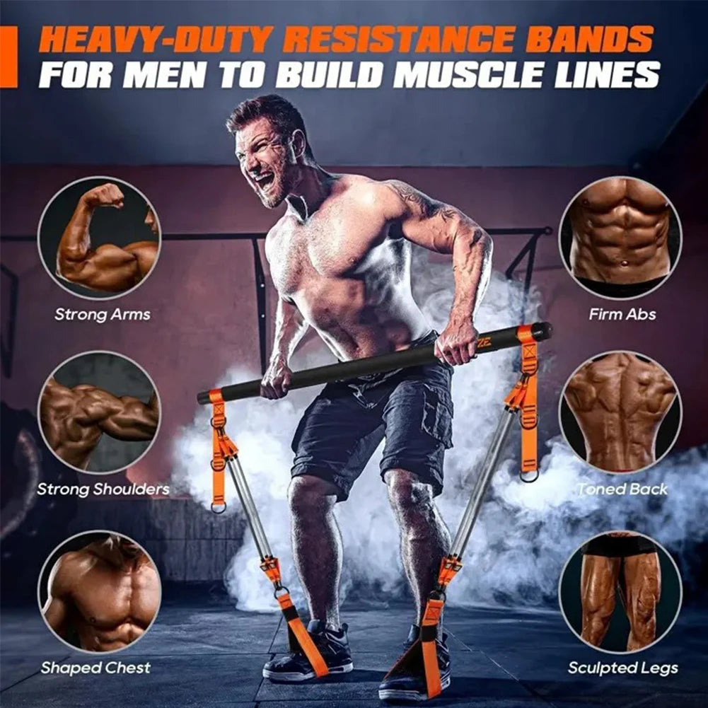 Kit Barra per Pilates Con Fasce Di Resistenza Barra per Pilates Multifunzionale Bastone per Yoga Portatile per Pilates Attrezzatura per L'Allenamento Della Forza Della Palestra Domestica