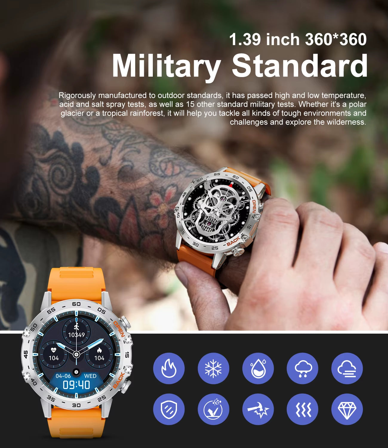 LIGE New1.39 "Bluetooth Chiamata Astuto Della Vigilanza Degli Uomini Di Sport All'Aria Aperta Fitness Monitoraggio Della Frequenza Cardiaca Salute Smartwatch per Il Telefono Android IOS