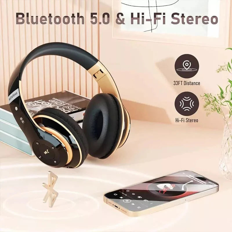 Wireless Headphones Bluetooth Noise Cancelling Stereo Earphones over Ear Headset
