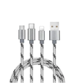 3 in 1 Type C / 8Pin Micro Usbnylon Cable 1.2M Jet Gray