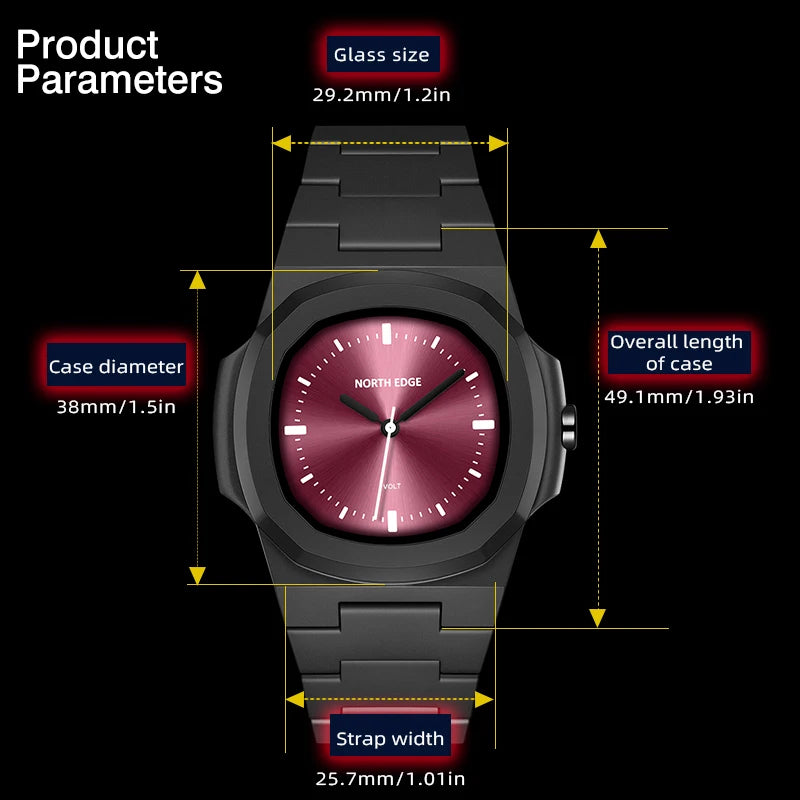 NORTH EDGE 2025 VOLT Orologio Digitale Semplice Alla Moda Da Uomo Sport Nuoto Impermeabile 50M Orologio Da Coppia Quadrato Leggero per Uomo Donna