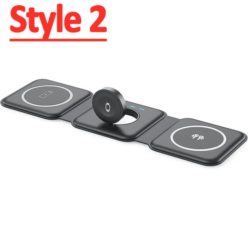 65W 3 in 1 Foldable Magnetic Wireless Charger for Iphone 14 13 12 Pro XS X Fast Wireless Charging Pad for Airpods Pro Iwatch