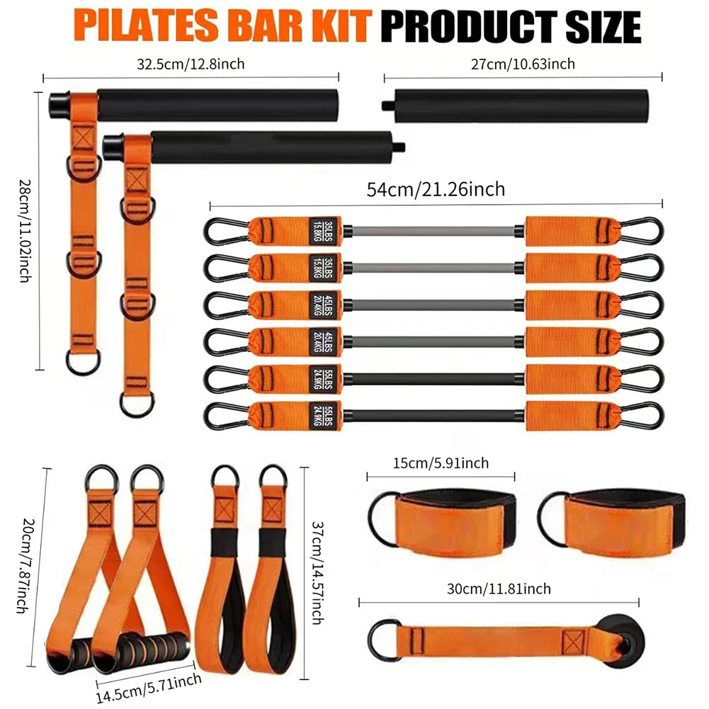 Kit Barra per Pilates Con Fasce Di Resistenza Barra per Pilates Multifunzionale Bastone per Yoga Portatile per Pilates Attrezzatura per L'Allenamento Della Forza Della Palestra Domestica