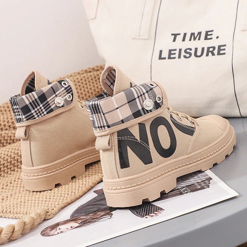 New All-Match High-Top Girls Canvas Short Boots Women'S Shoes