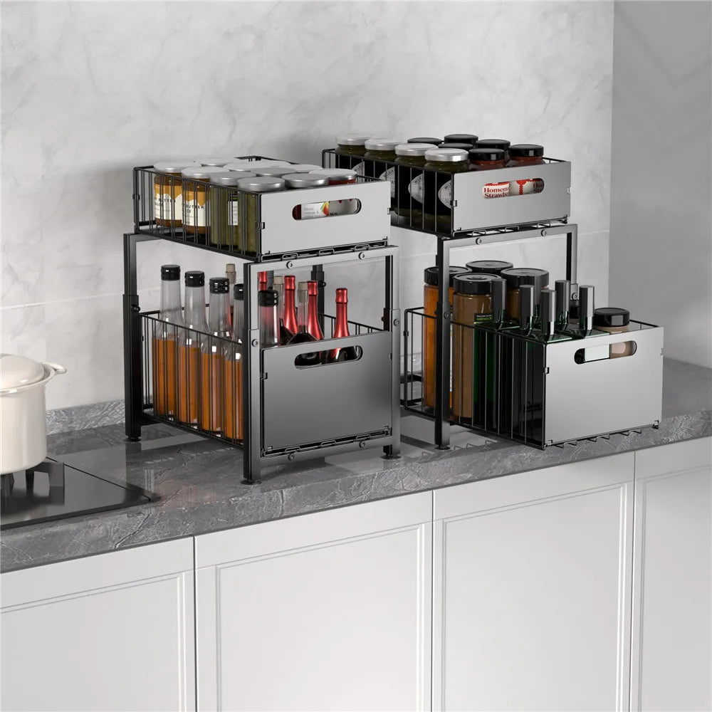 Organizer Sotto Lavello 2 Livelli Estraibile — 5 Altezze