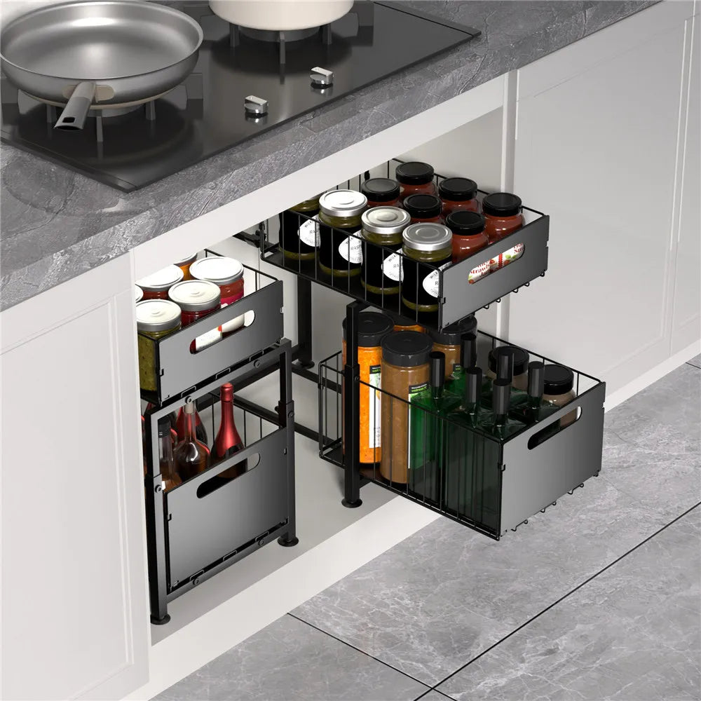 Organizer Sotto Lavello 2 Livelli Estraibile — 5 Altezze