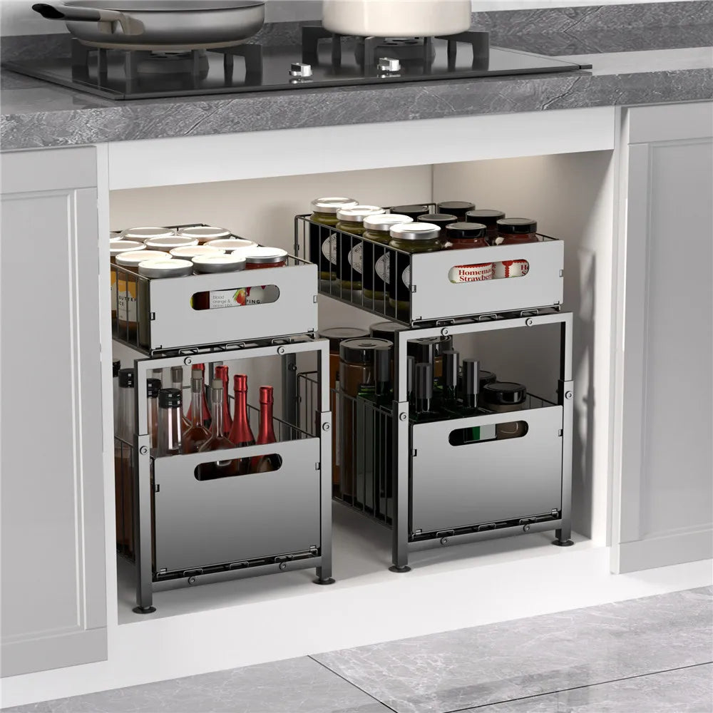 Organizer Sotto Lavello 2 Livelli Estraibile — 5 Altezze