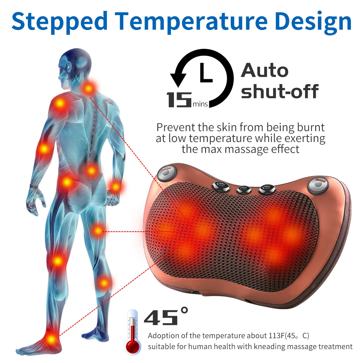 Massage Pillow for Back, Neck and Shoulders Electric Roller Massager