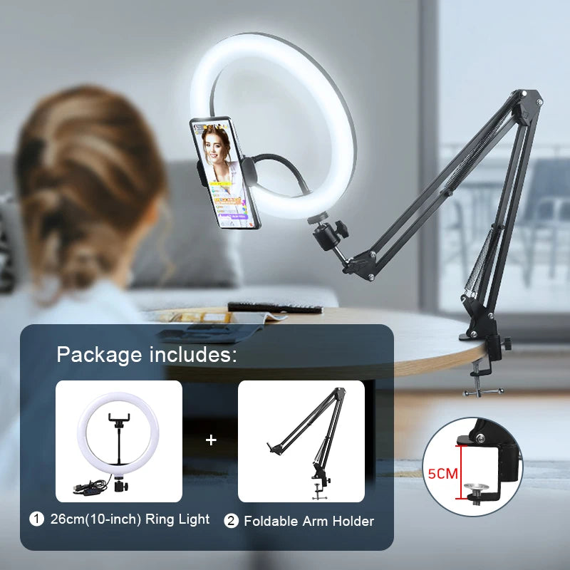 Selfie Ring Light Photography Led Rim of Lamp with Optional Mobile Holder Mounting Tripod Stand Ringlight for Live Video Stream
