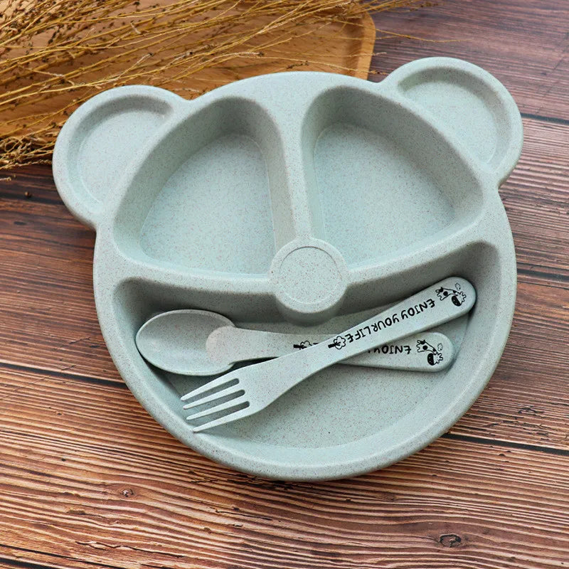 Baby Talheres Fork Colher Feeding Free Kids from Animated Practice Cartoons Baby Eat Dishes Anti-Hot Dining Plate Children Plate