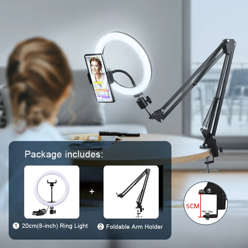 Selfie Ring Light Photography Led Rim of Lamp with Optional Mobile Holder Mounting Tripod Stand Ringlight for Live Video Stream