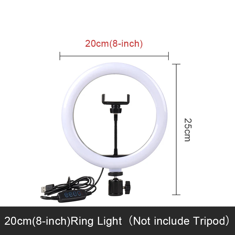 Selfie Ring Light Photography Led Rim of Lamp with Optional Mobile Holder Mounting Tripod Stand Ringlight for Live Video Stream
