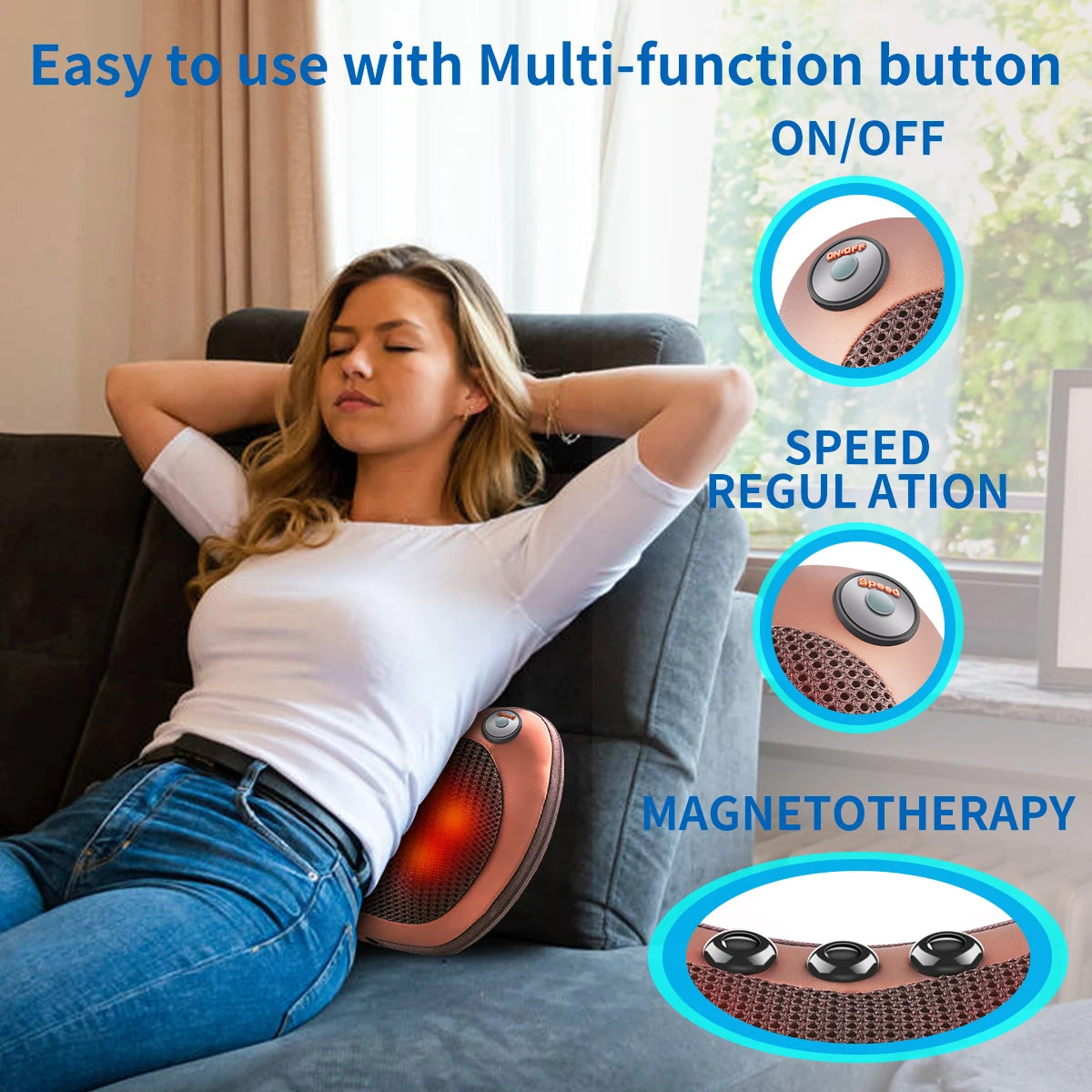 Massage Pillow for Back, Neck and Shoulders Electric Roller Massager