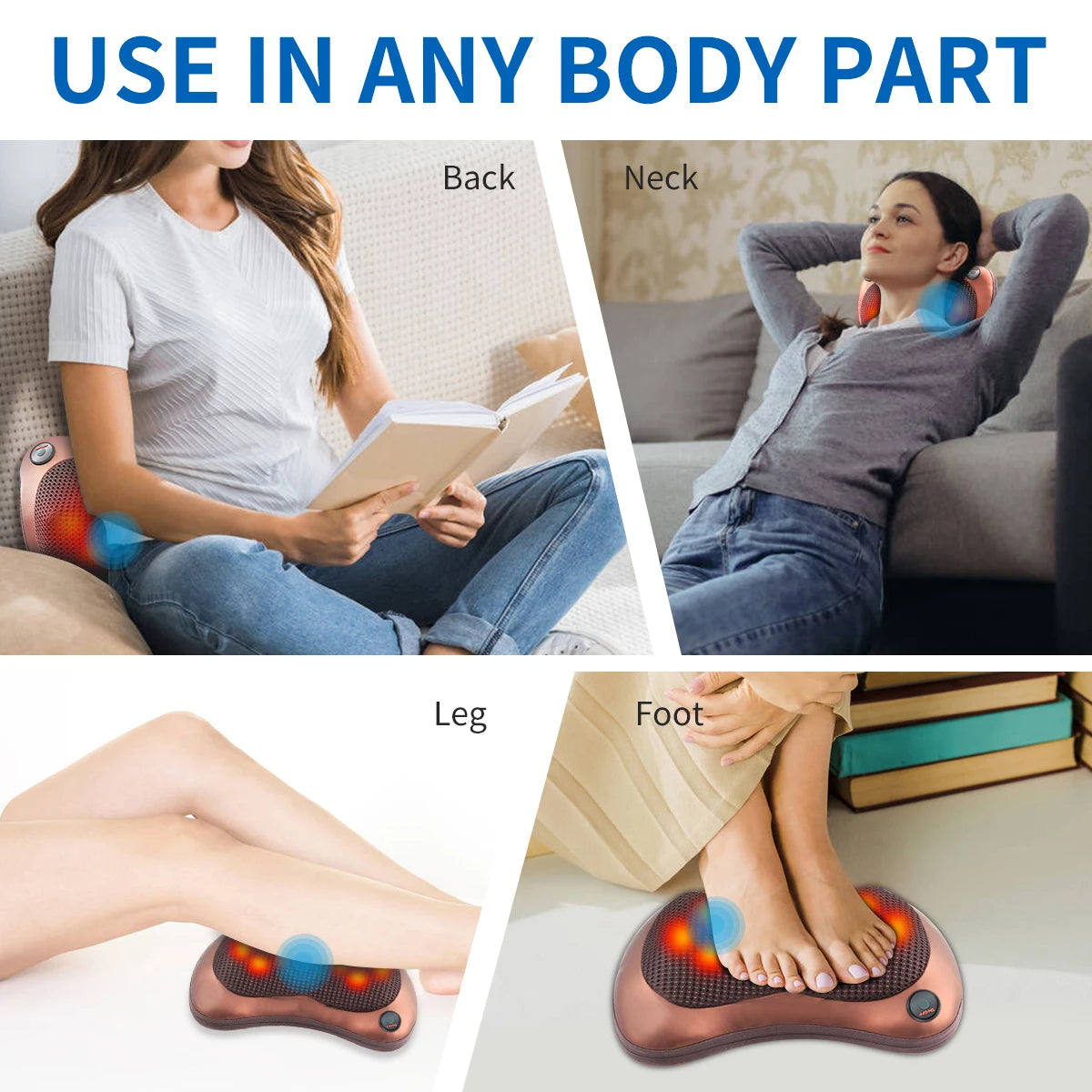Massage Pillow for Back, Neck and Shoulders Electric Roller Massager