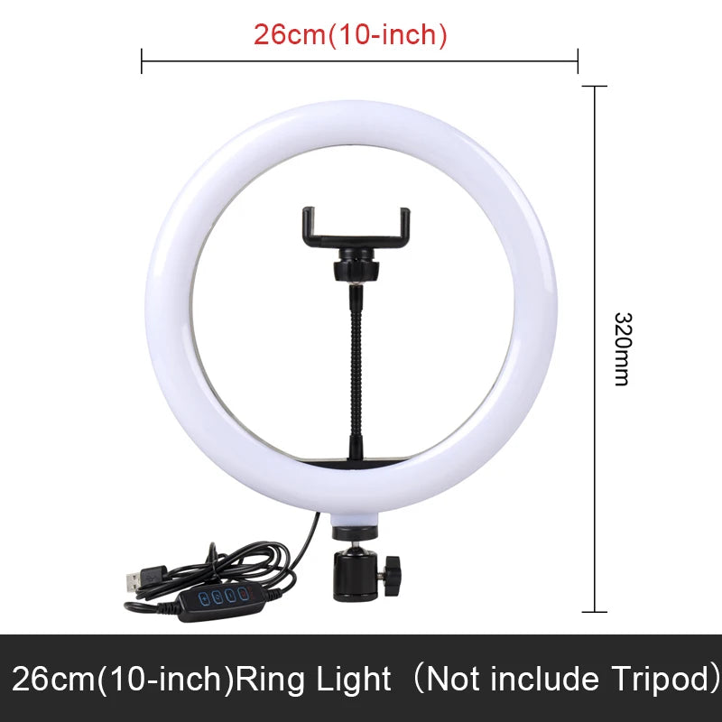 Selfie Ring Light Photography Led Rim of Lamp with Optional Mobile Holder Mounting Tripod Stand Ringlight for Live Video Stream