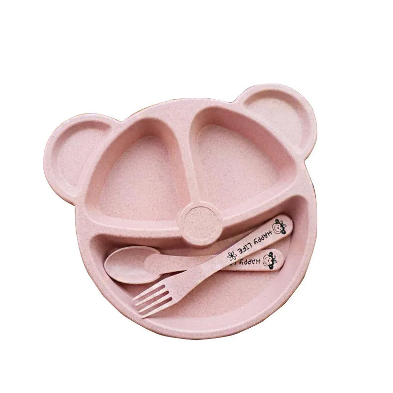 Baby Talheres Fork Colher Feeding Free Kids from Animated Practice Cartoons Baby Eat Dishes Anti-Hot Dining Plate Children Plate
