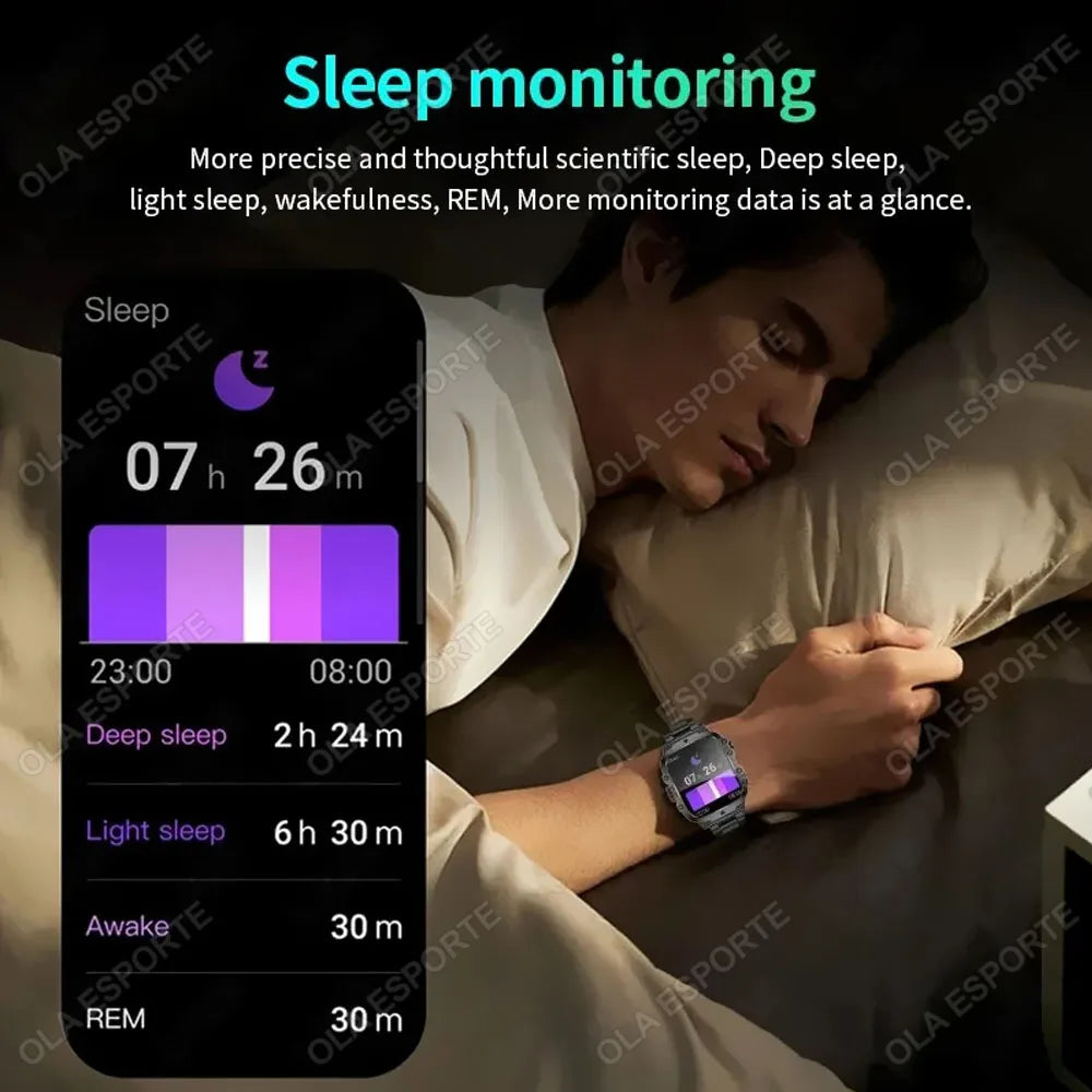 2025 Nuovo Militare Astuto Della Vigilanza Degli Uomini IP68 5ATM Sport All'Aria Aperta Inseguitore Di Fitness Monitoraggio Della Salute 1.81 Pollici Chiamate Bluetooth Smartwatch