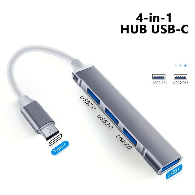 Hub USB-C 4 Porte OTG — Per MacBook, Xiaomi e Laptop