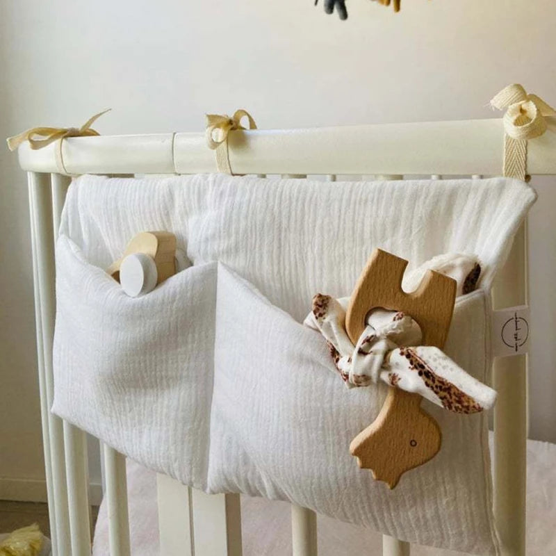 Organizzatore per culla Lettino Caddy Borsa portaoggetti per letto 2 tasche Comodino Appeso Pannolini Nursery Giocattoli Borsa Pannolini Passeggino Organizzare