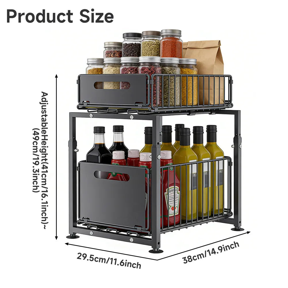 Organizer Sotto Lavello 2 Livelli Estraibile — 5 Altezze