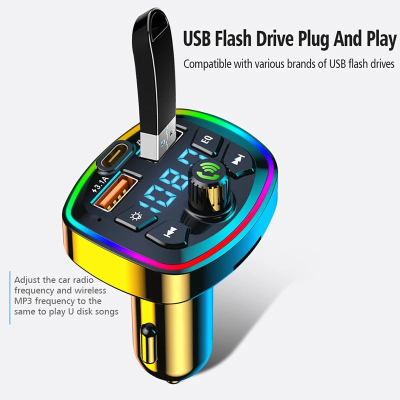 Trasmettitore FM Bluetooth 5.0 Auto — Vivavoce e Carica Rapida