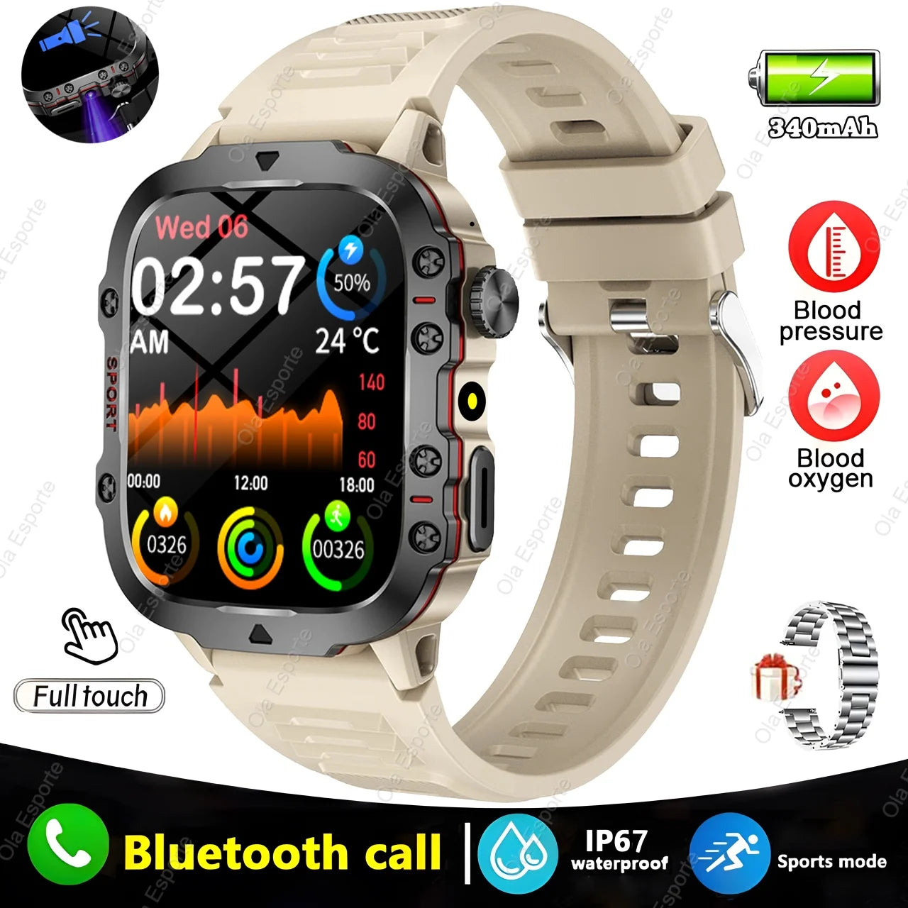 2025 Nuovo Militare Astuto Della Vigilanza Degli Uomini IP68 5ATM Sport All'Aria Aperta Inseguitore Di Fitness Monitoraggio Della Salute 1.81 Pollici Chiamate Bluetooth Smartwatch