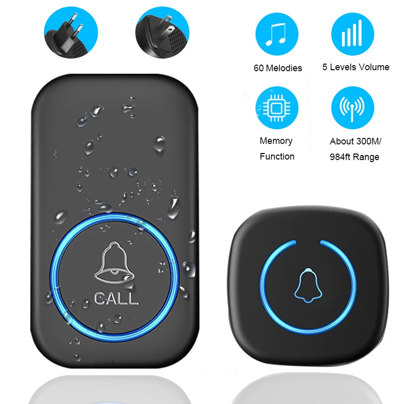 Campanello Senza Fili Smart — 300m, 60 Suoni, Impermeabile IP44