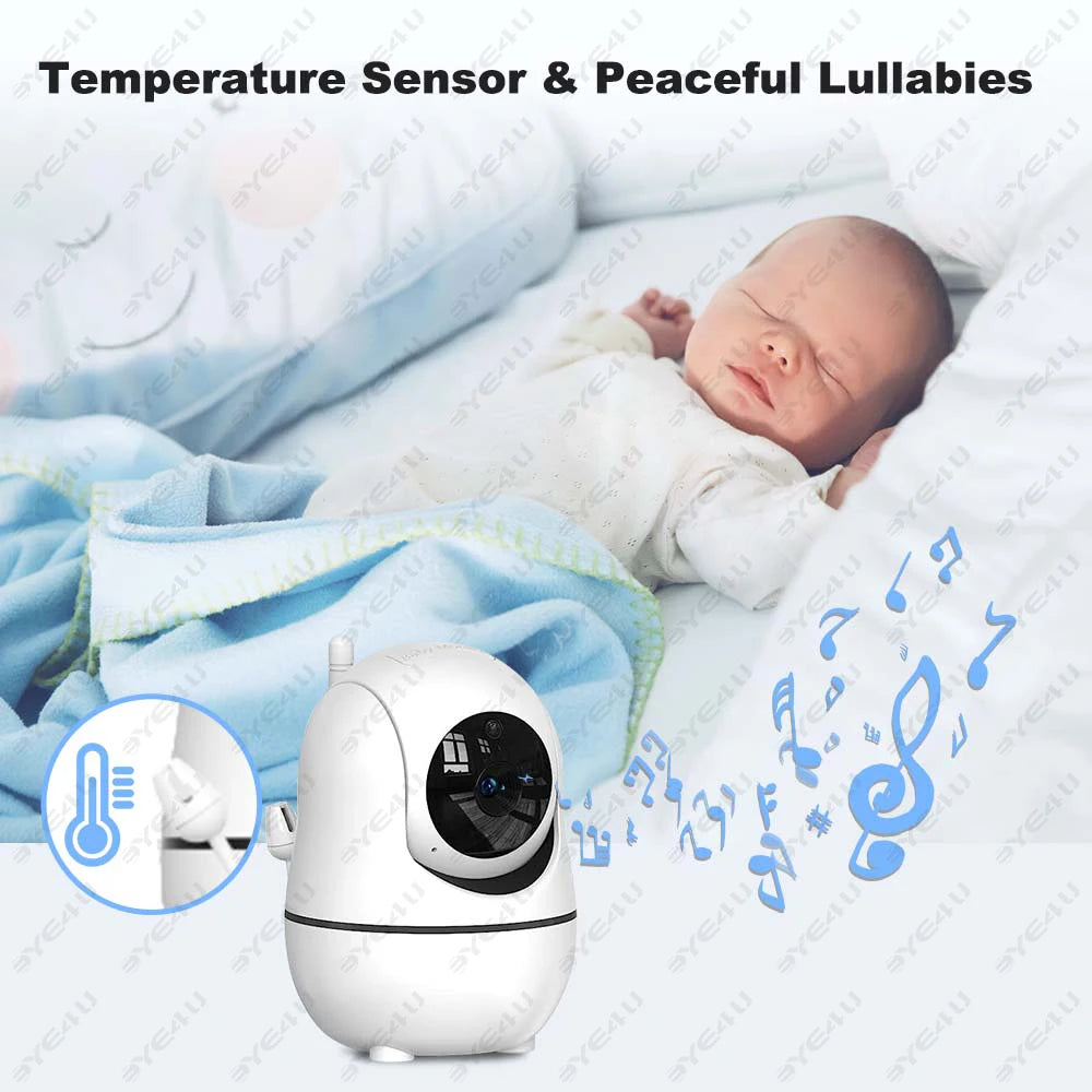 Baby monitor video da 5 pollici con telecamera PTZ Zoom Babyphone Cam Protezione di sicurezza Telecamere di sorveglianza Sensore di temperatura Ninna nanna