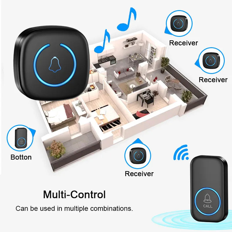 Campanello Senza Fili Smart — 300m, 60 Suoni, Impermeabile IP44