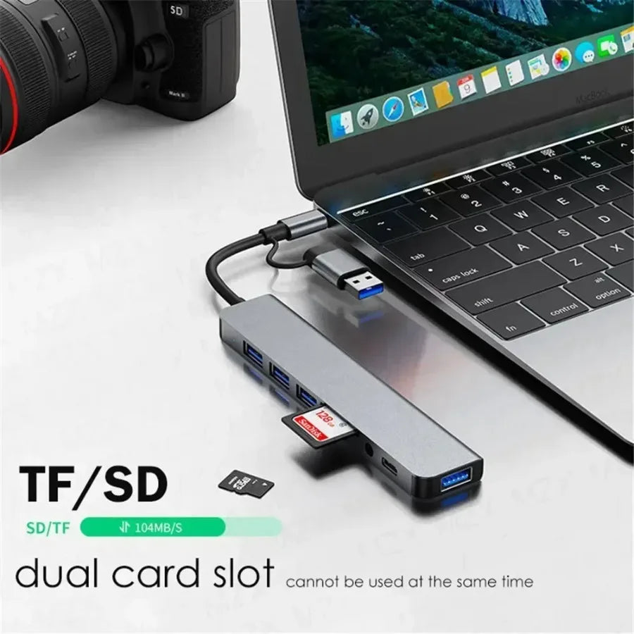 Hub USB-C 7/8 in 1 — Adattatore Multiporta per Tablet
