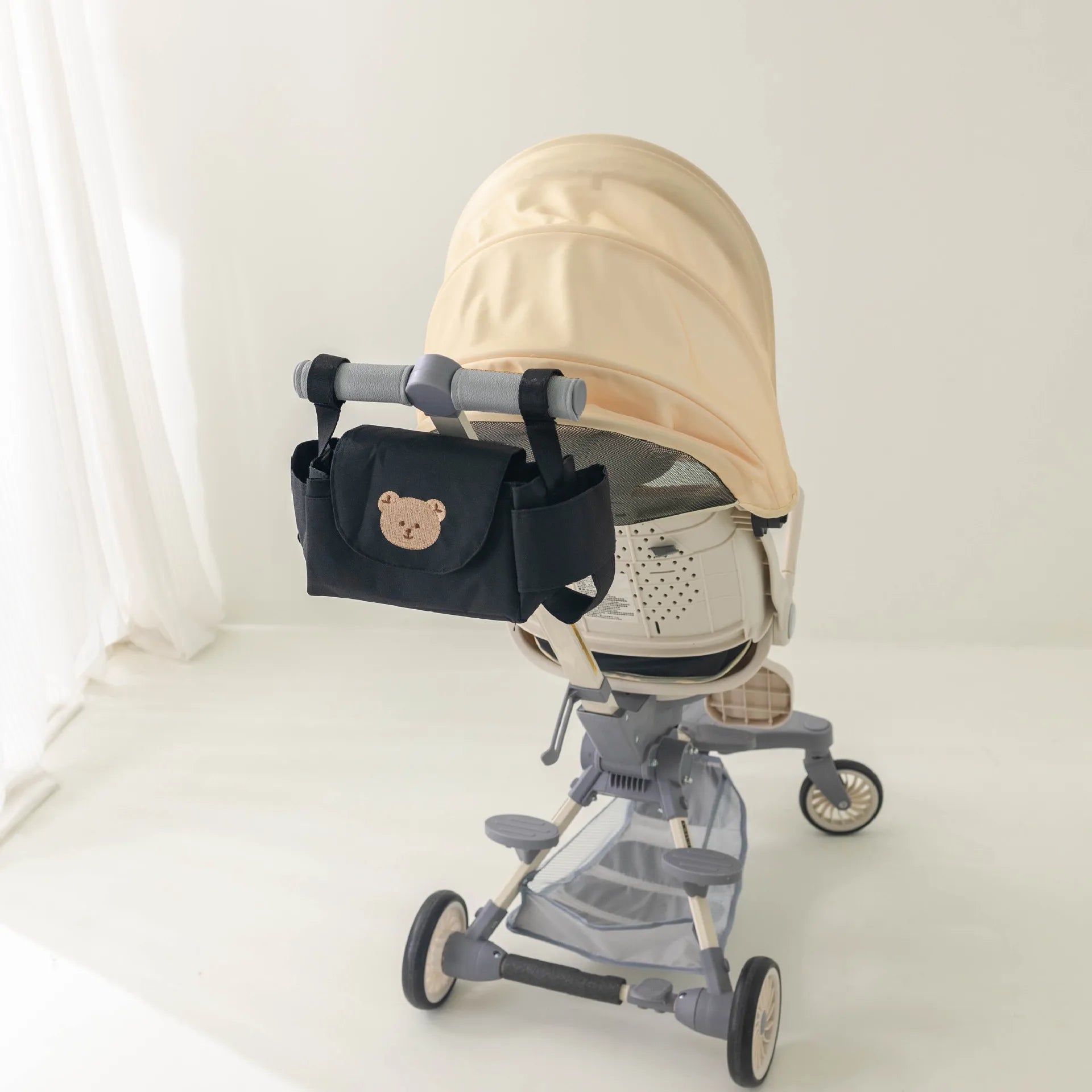 Borsa per passeggino Organizzatore per carrozzina Accessori per bambini Portabicchieri Carrello per neonato Borse da viaggio portatili per auto per carrozzine Universali