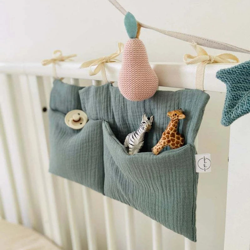 Organizzatore per culla Lettino Caddy Borsa portaoggetti per letto 2 tasche Comodino Appeso Pannolini Nursery Giocattoli Borsa Pannolini Passeggino Organizzare
