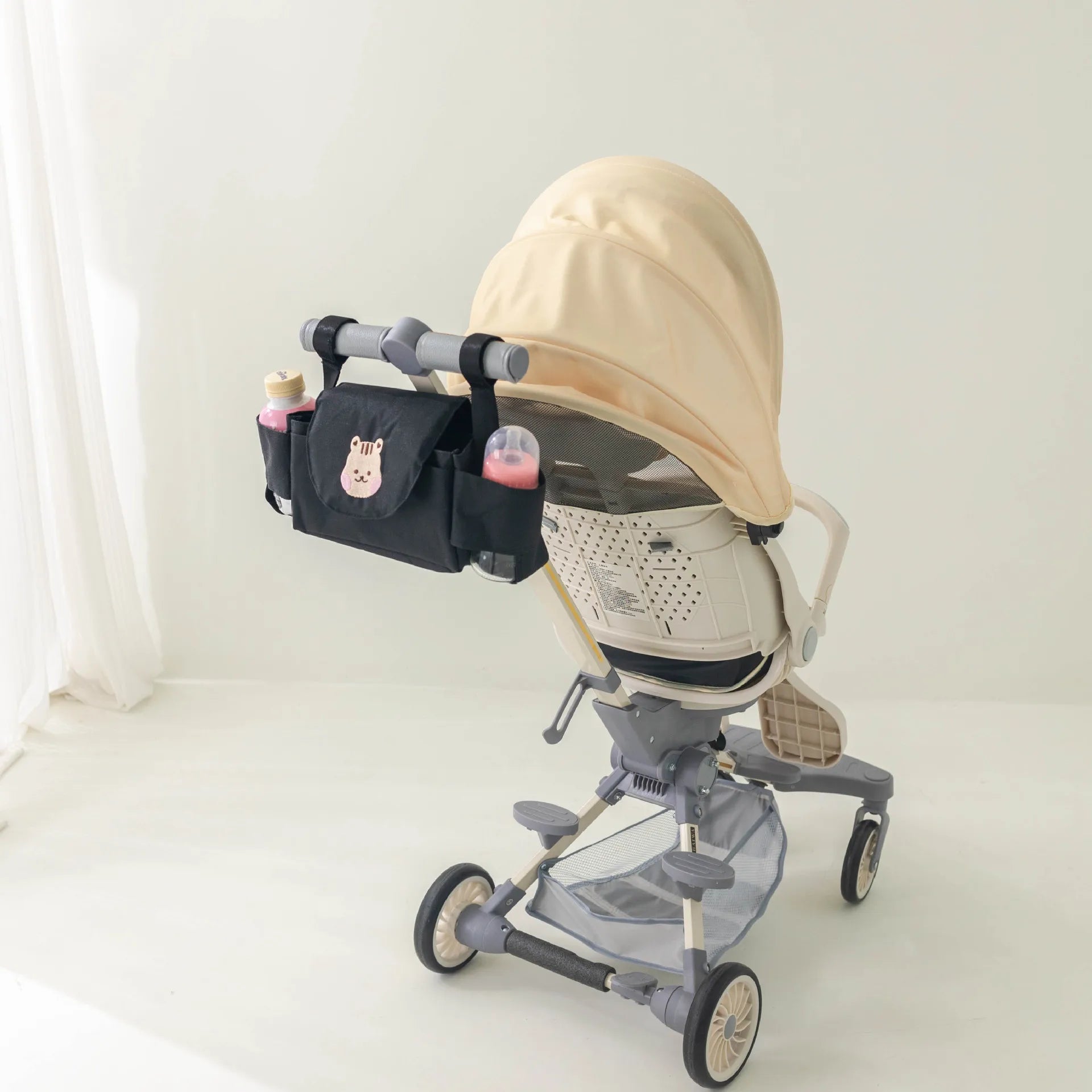 Borsa per passeggino Organizzatore per carrozzina Accessori per bambini Portabicchieri Carrello per neonato Borse da viaggio portatili per auto per carrozzine Universali