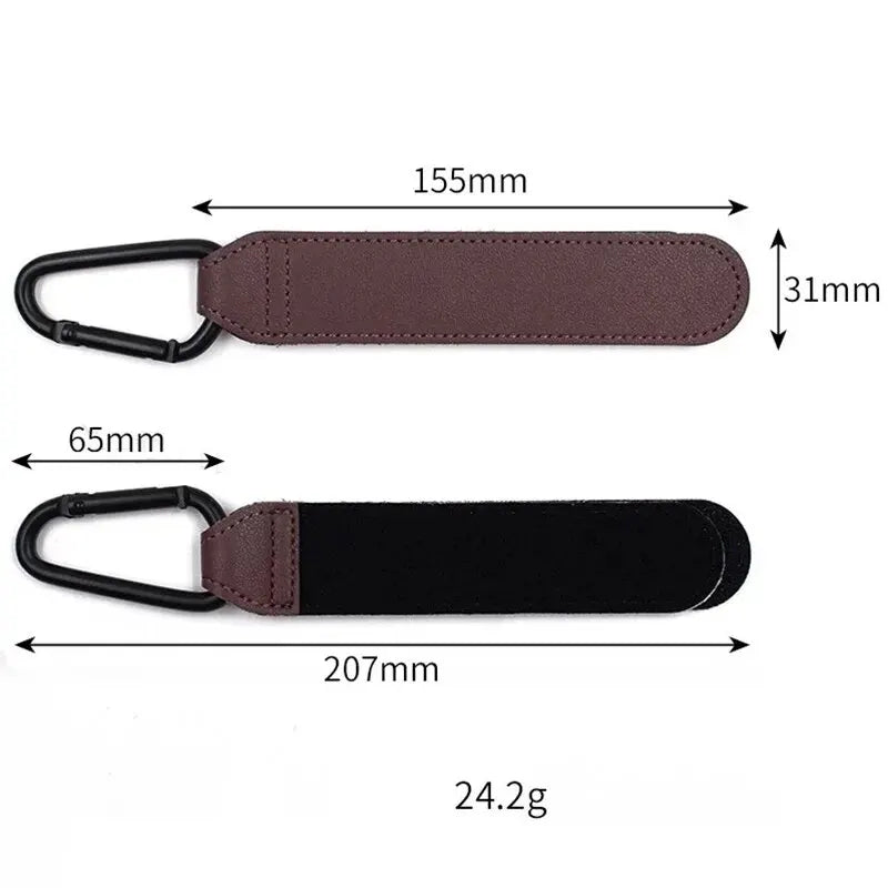 Ganci per carrello in pelle da 2 pezzi Gancio per passeggino PU Gancio per carrozzina regolabile Organizzatore Borsa per pannolini Gancio Accessori da viaggio per bambini