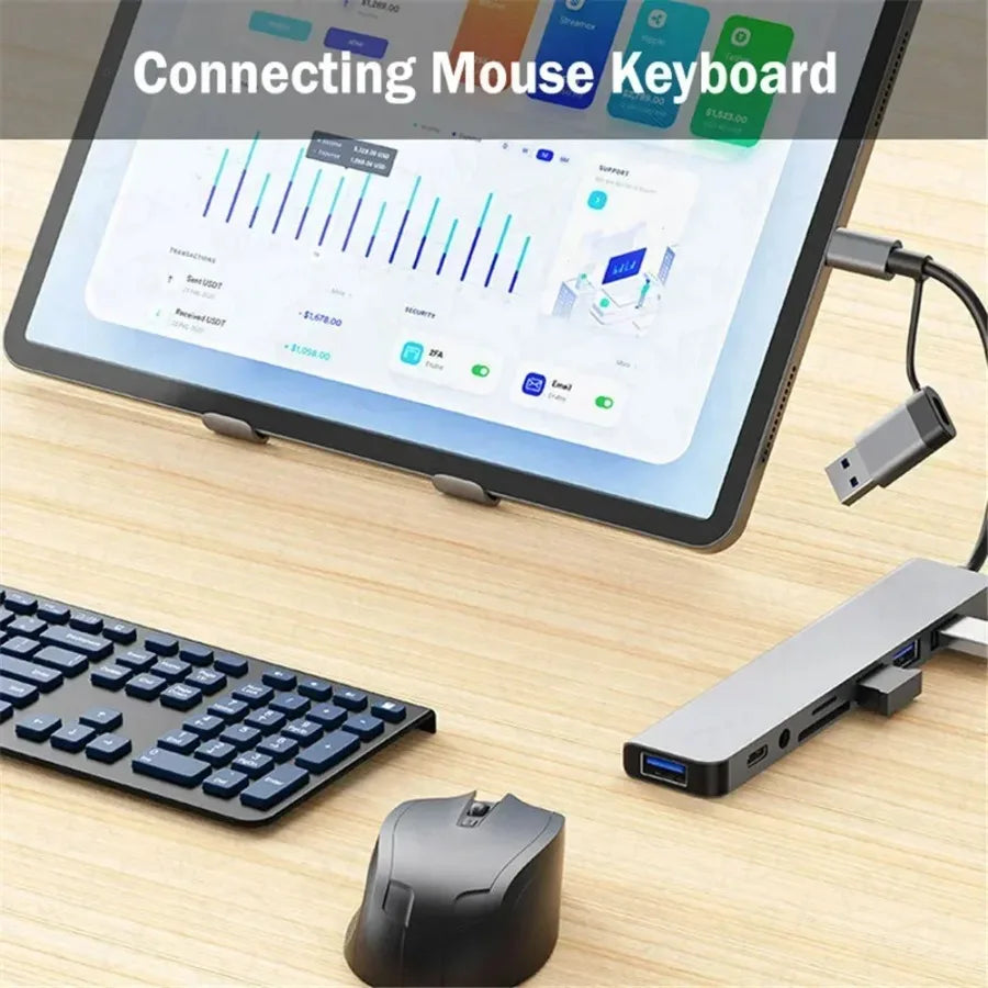 Hub USB-C 7/8 in 1 — Adattatore Multiporta per Tablet