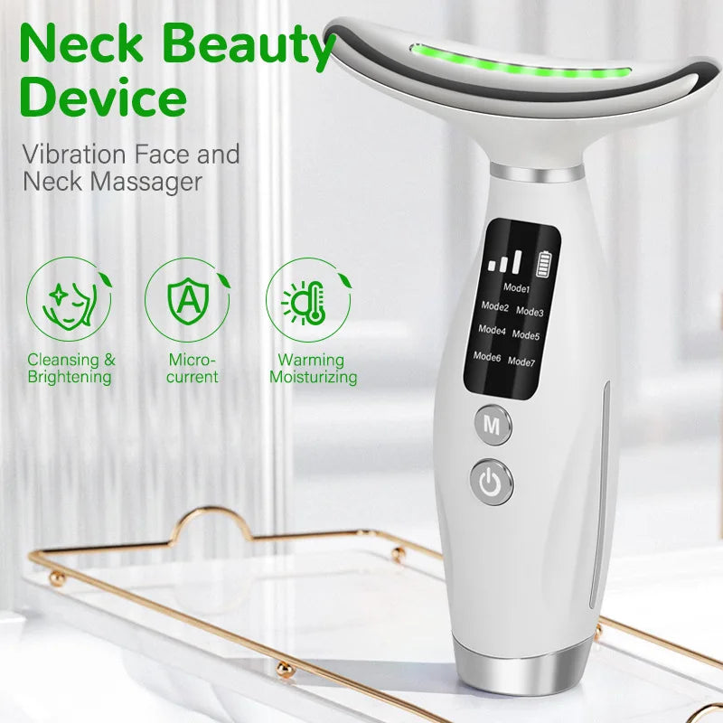Massaggiatore EMS Viso e Collo — 7 LED e Vibrazione