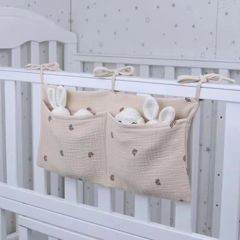 Organizzatore per culla Lettino Caddy Borsa portaoggetti per letto 2 tasche Comodino Appeso Pannolini Nursery Giocattoli Borsa Pannolini Passeggino Organizzare