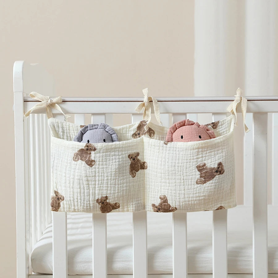 Organizzatore per culla Lettino Caddy Borsa portaoggetti per letto 2 tasche Comodino Appeso Pannolini Nursery Giocattoli Borsa Pannolini Passeggino Organizzare