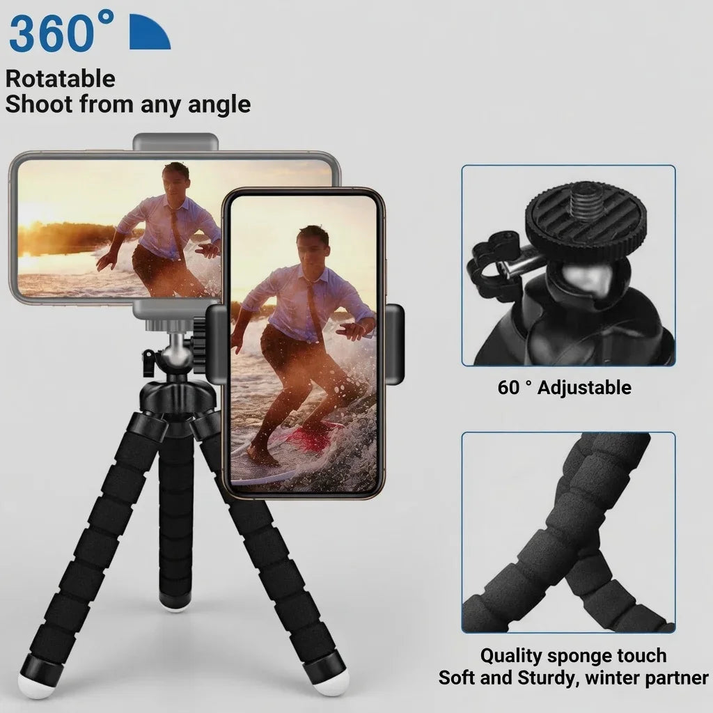 Mini Treppiede Polpo Universale — Flessibile per Foto e Video