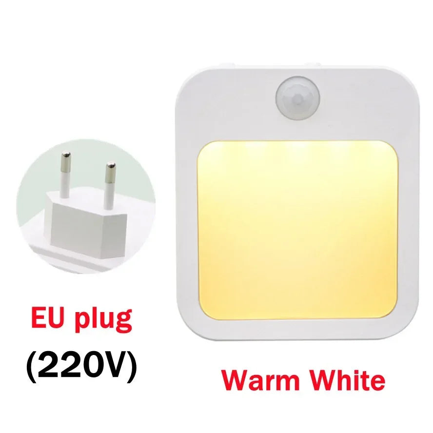Luci notturne a LED con sensore di movimento Spina europea Luce per armadio dimmerabile per illuminazione notturna senza fili per comodino camera da letto corridoio