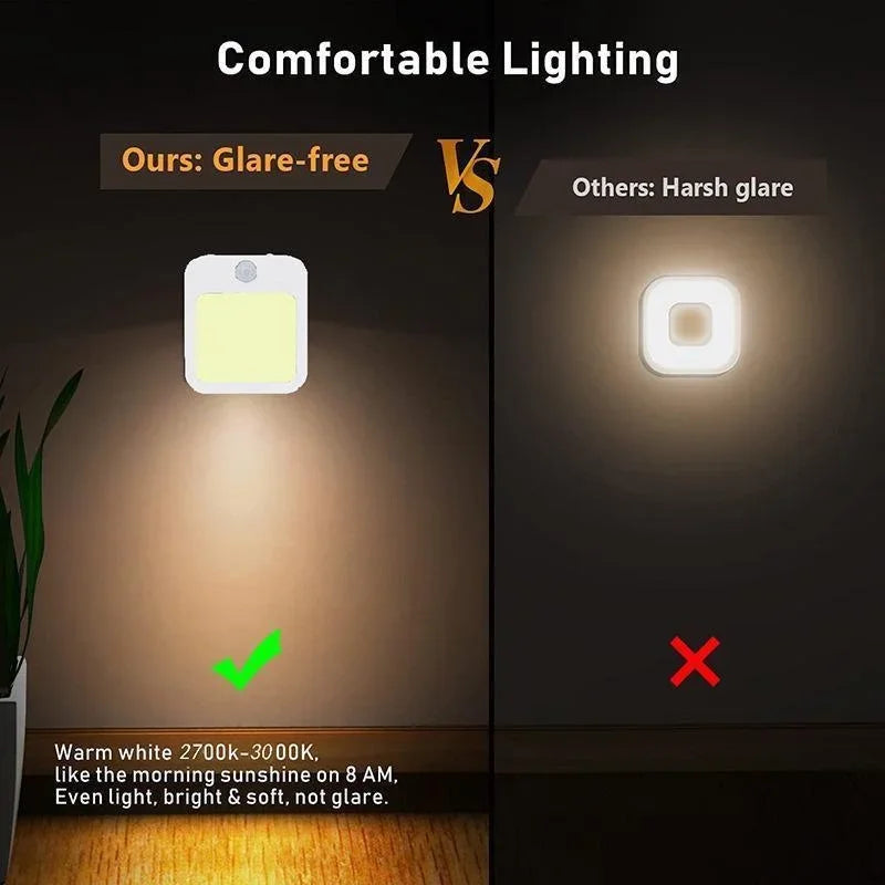 Luci notturne a LED con sensore di movimento Spina europea Luce per armadio dimmerabile per illuminazione notturna senza fili per comodino camera da letto corridoio
