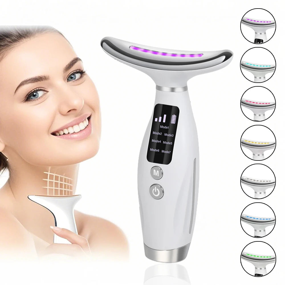 Massaggiatore EMS Viso e Collo — 7 LED e Vibrazione
