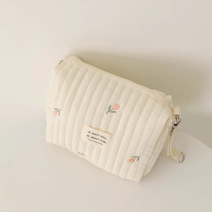 Borsa fasciatoio alla moda con stampa e ricamo, borsa multifunzionale per il cambio del pannolino, organizer per passeggino di grande capacità, borsa da viaggio per la mamma