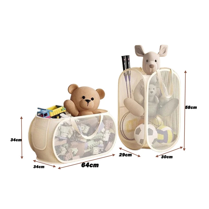 Cestino portaoggetti per giocattoli per bambini Cesto portabiancheria di grande capacità Bambole per bambini multifunzionali Cestino portaoggetti traspirante Borsa a rete