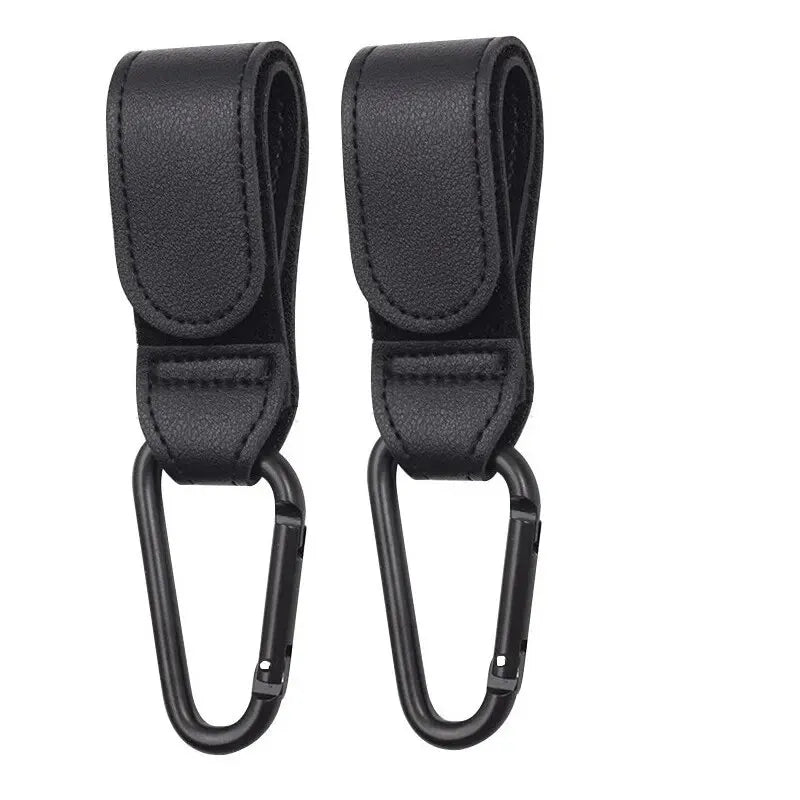 Ganci per carrello in pelle da 2 pezzi Gancio per passeggino PU Gancio per carrozzina regolabile Organizzatore Borsa per pannolini Gancio Accessori da viaggio per bambini