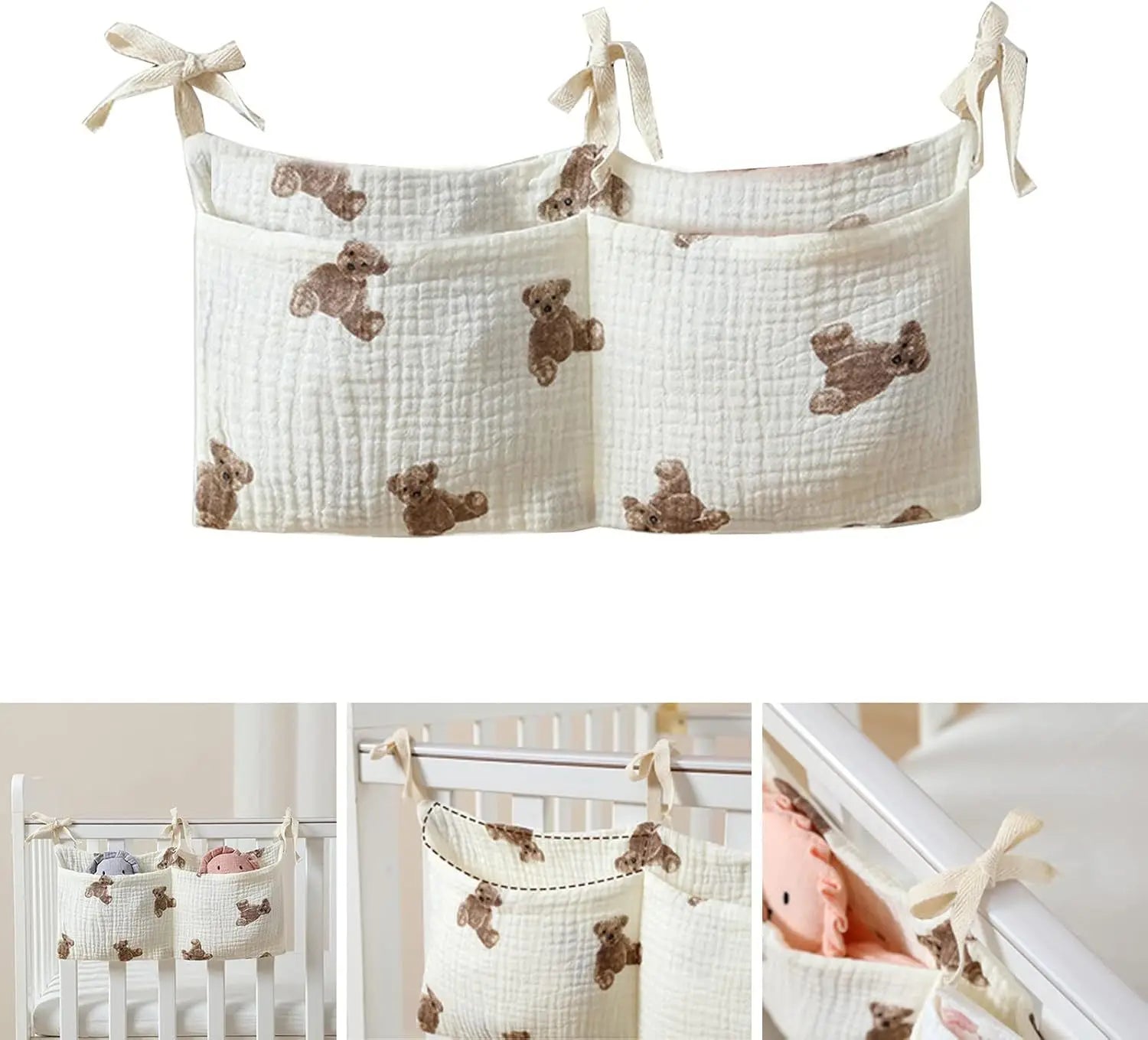 Organizzatore per oggetti per bambini Borsa per culla per bambini Borsa da letto multifunzionale per neonato per biancheria da letto per bambini Borsa per pannolini Organizzatore per passeggino