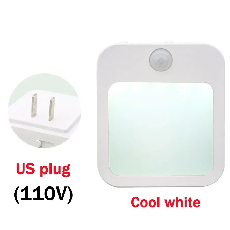 Luci notturne a LED con sensore di movimento Spina europea Luce per armadio dimmerabile per illuminazione notturna senza fili per comodino camera da letto corridoio