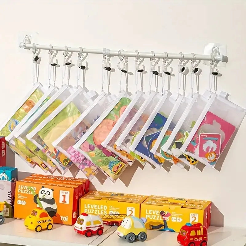 Nuova Borsa Portaoggetti per Puzzle, Sacchetti Trasparenti in Rete con Cerniera per Blocchi da Costruzione e Piccoli Giocattoli per Bambini