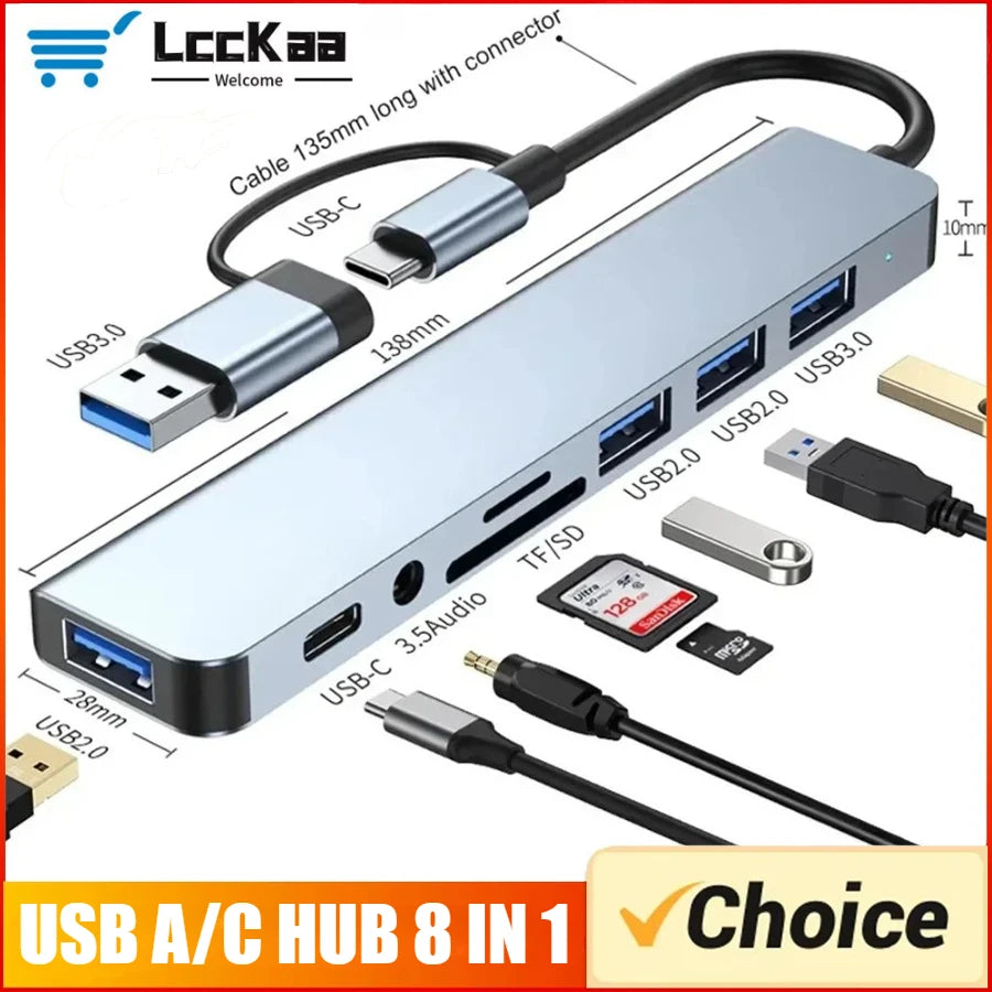 Hub USB-C 7/8 in 1 — Adattatore Multiporta per Tablet